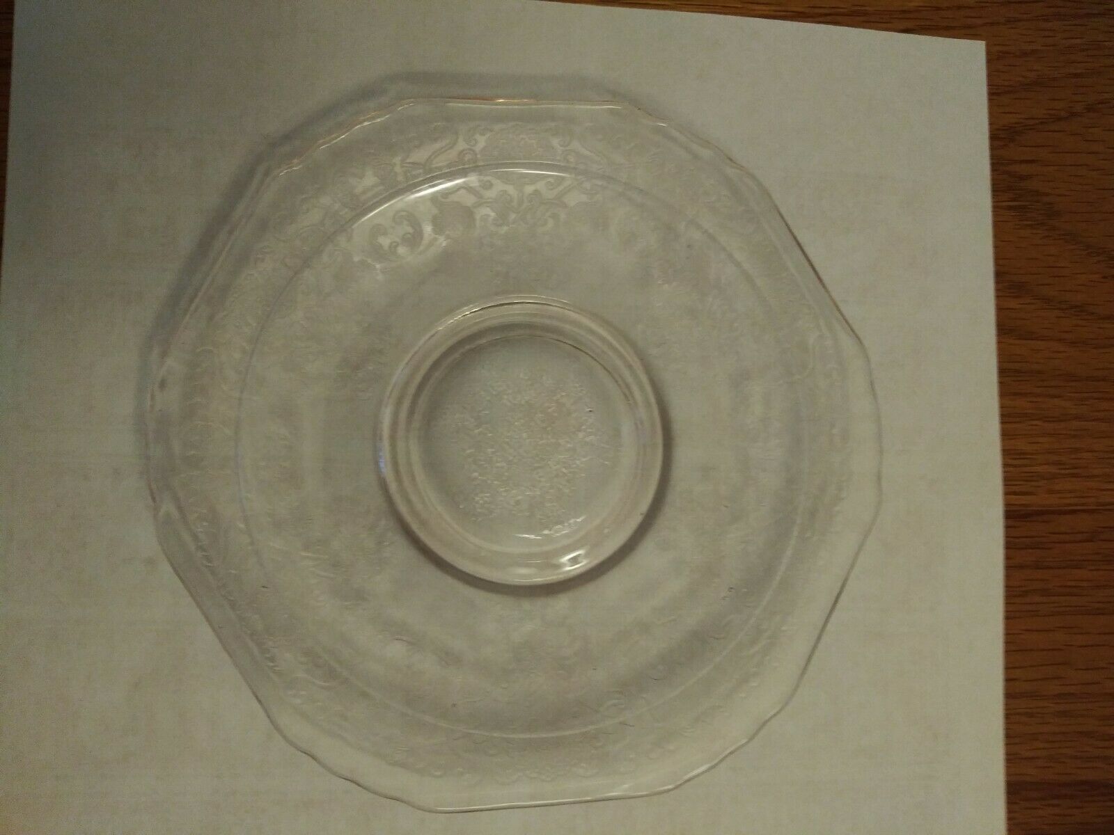 Vintage Etched Pink Depression Glass Saucer