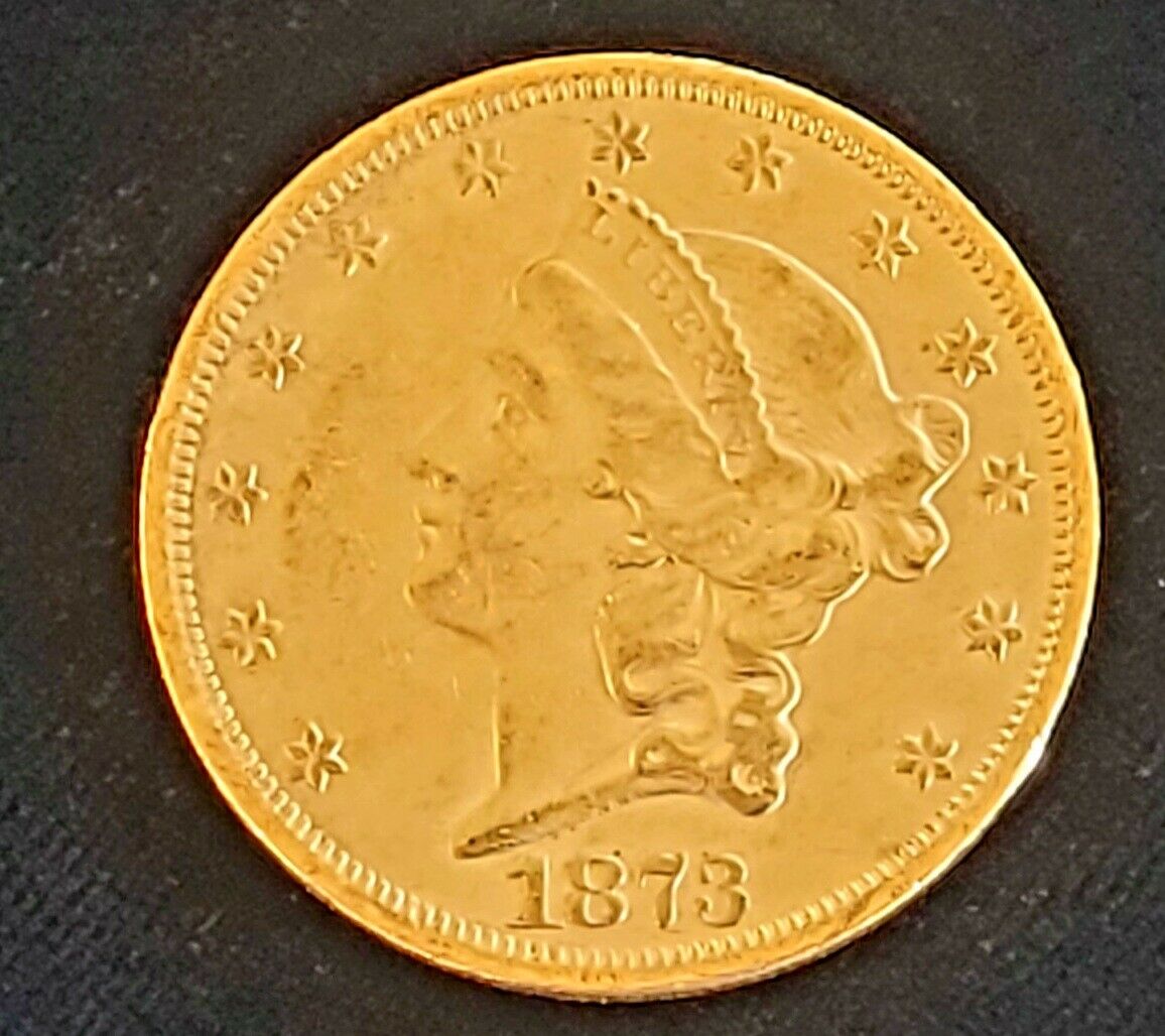 1873-p $20.00 Gold Us Liberty Head Open 3 Ungraded .9675oz Gold $20 Solid Au+