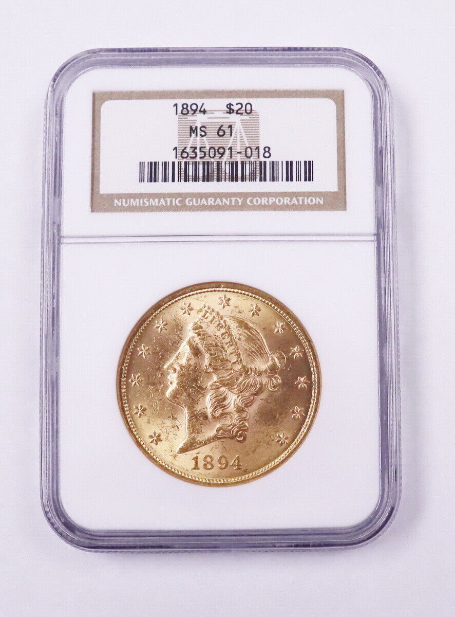 1894 Us Mint $20 Liberty Head Double Eagle Gold Coin Ngc Ms61 (a)~ Free Shipping
