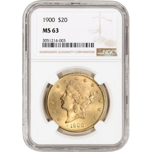 1900 Us Gold $20 Liberty Head Double Eagle - Ngc Ms63