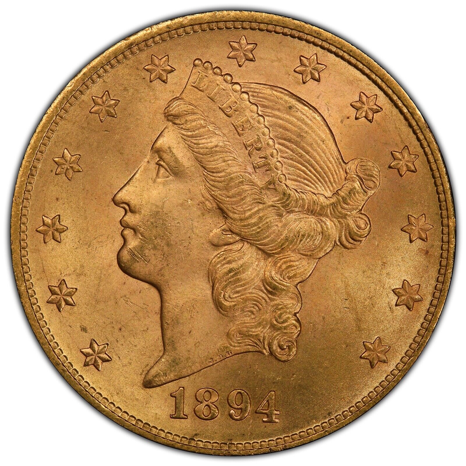 1894 $20 Liberty Head Double Eagle Pcgs Ms64+ Cac