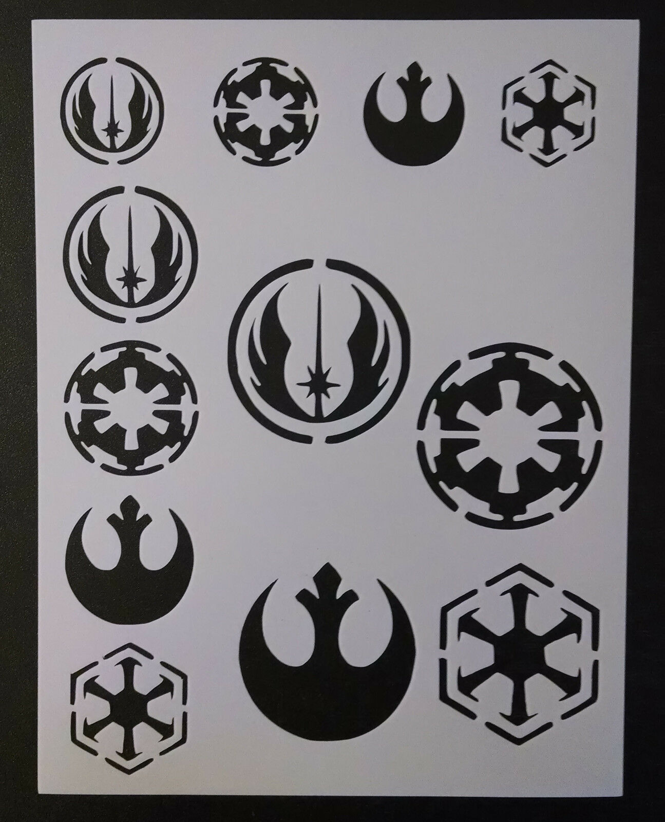 Star Wars Rebel Empire Sith Jedi Logo Seal 8.5" X 11" Stencil Fast Free Shipping