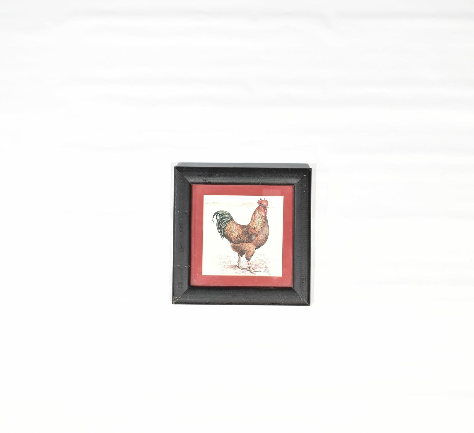 Rooster Country Farm Home Decor Used Framed Drawing Julia Cramer 7 X 7 Framed