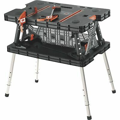 Keter Folding Work Table Workbench Sawhorse Portable W/ Clamps 700-lb. Capacity