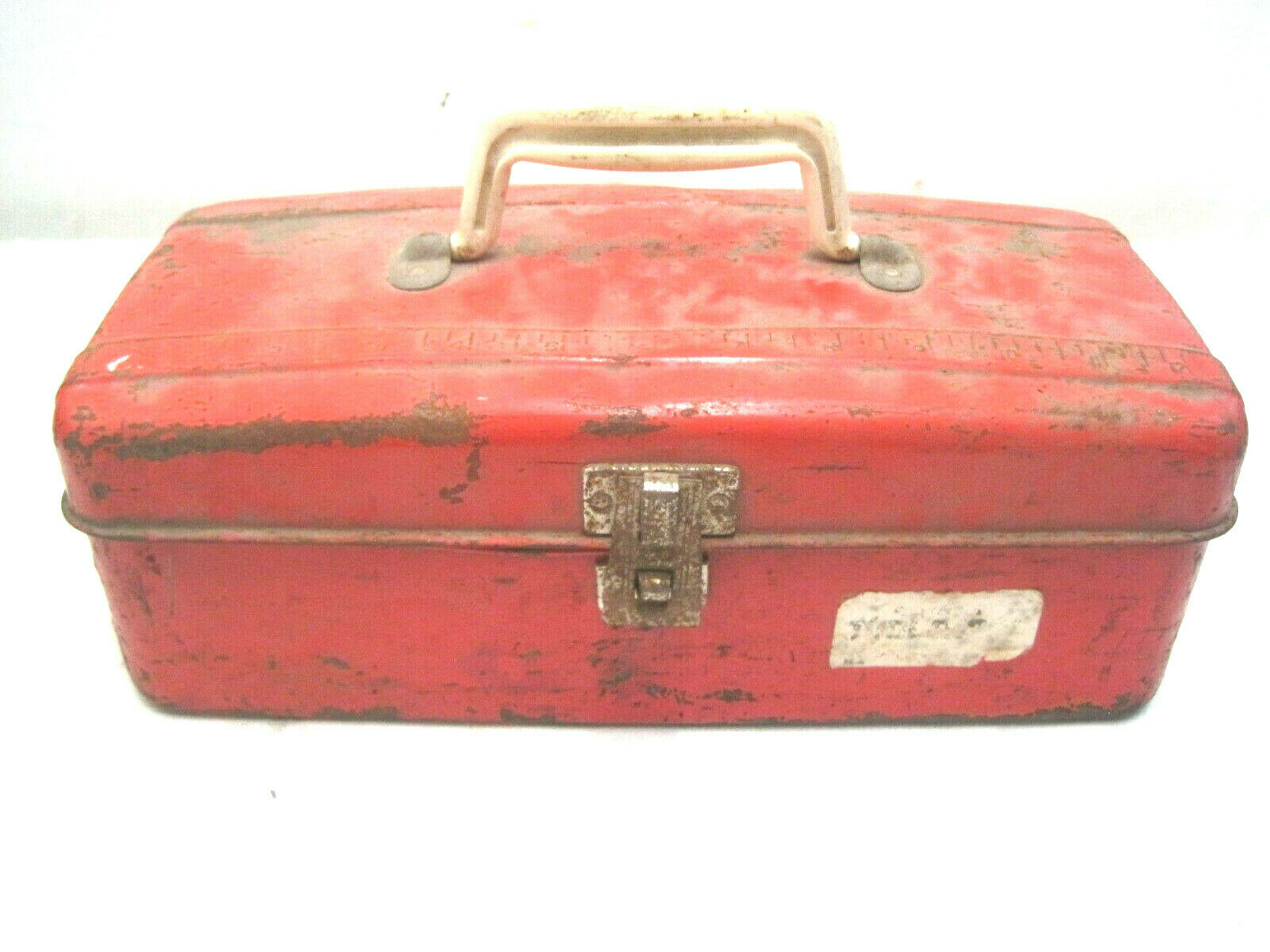 Vintage Western Auto Revelation Tool Tackle Box Red Locking Handle Metal Rustic