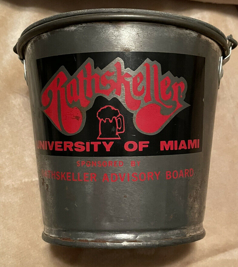 Vintage 1980 University Of Miami Rathskellar Metal Beer Tin Bucket