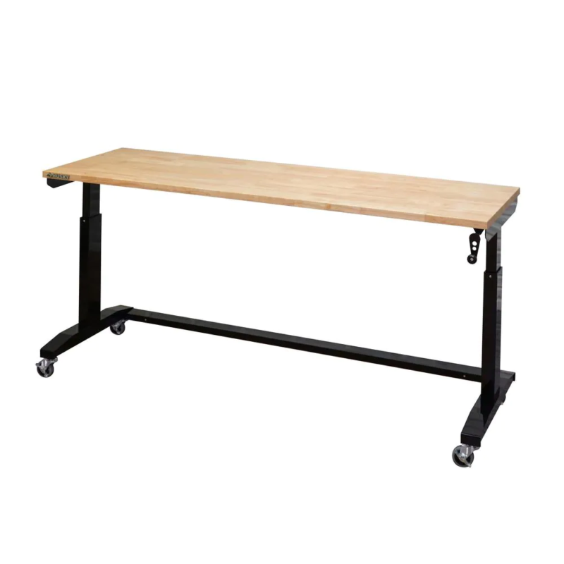 Husky Work Table 72 In. X 29 In. Adjustable Height Wheel Locks Assembly Required