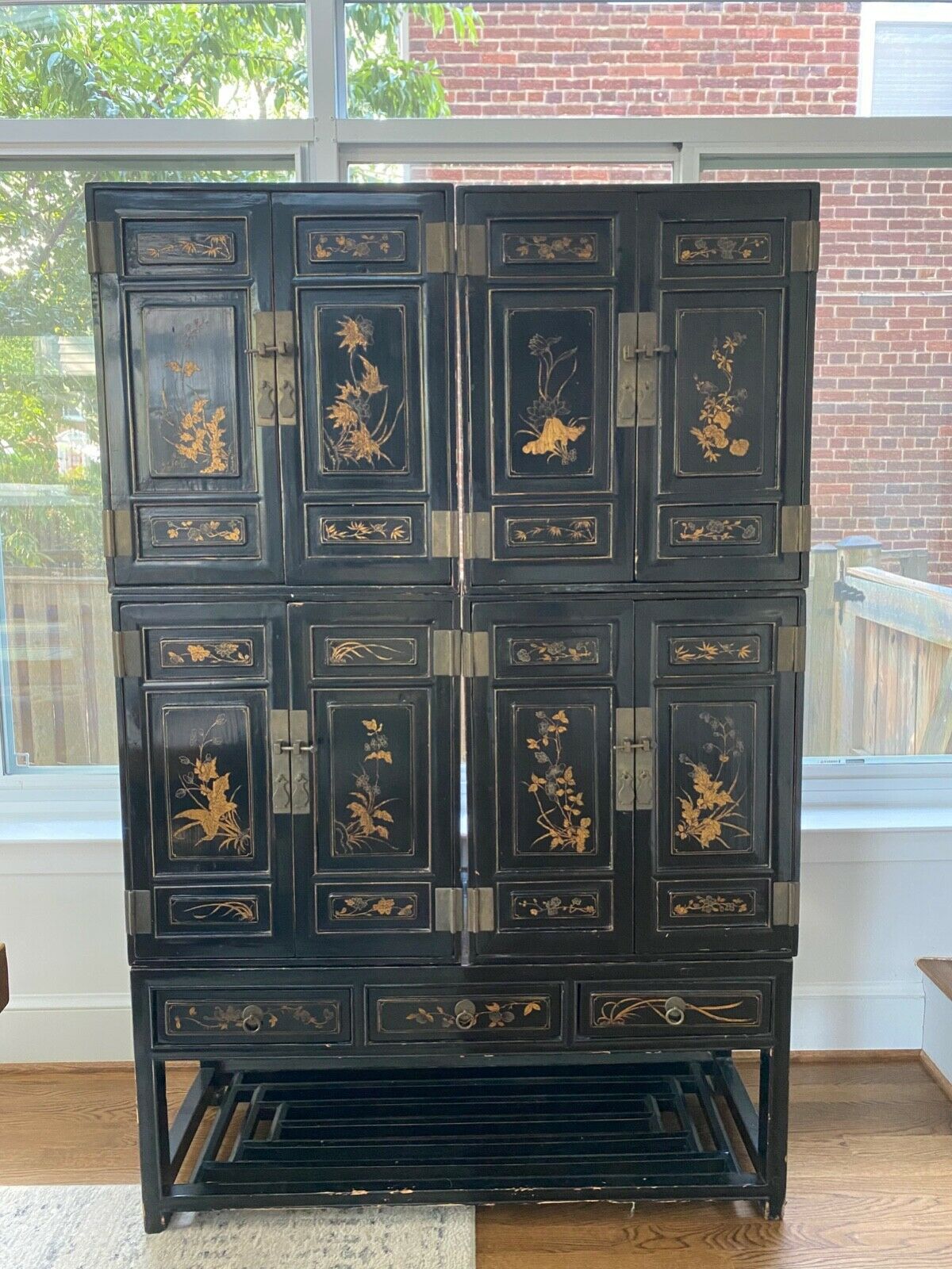 Oriental Furniture Black Lacquer Cabinets (set Of 5), Used As 1 Or As 5
