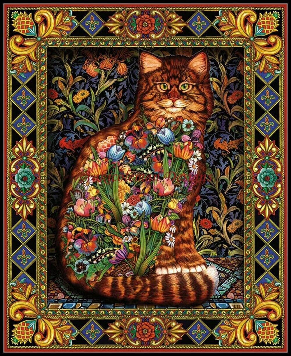 Tapestry Cat - Chart Counted Cross Stitch Patterns Needlework Diy Dmc Color