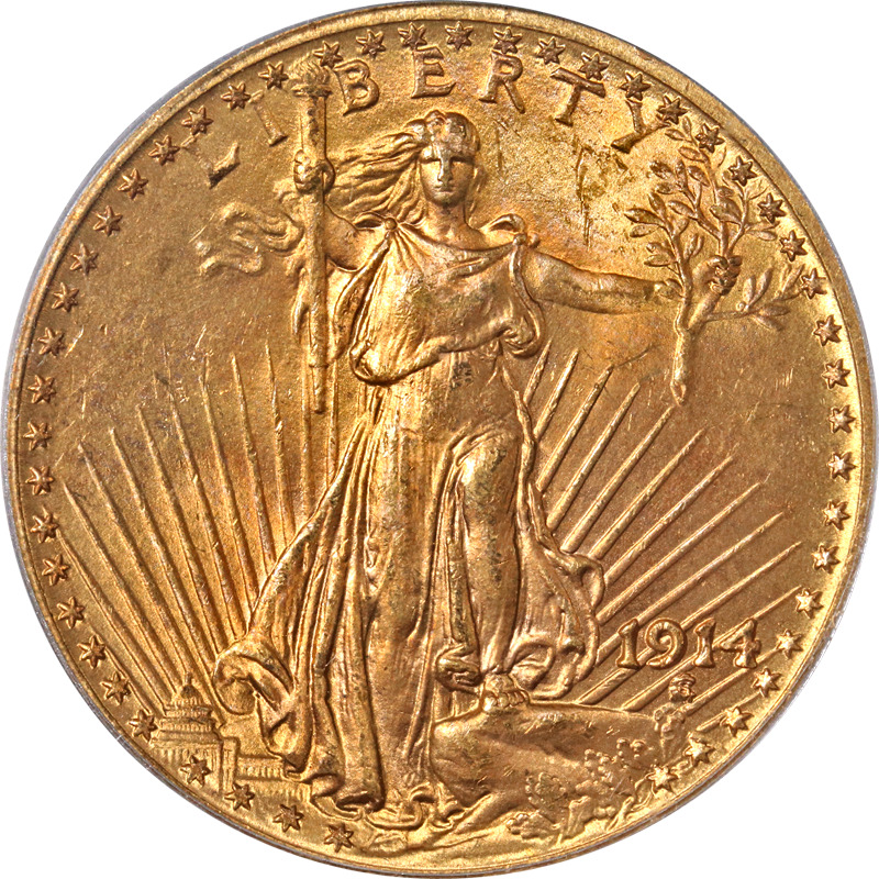 1914-p Saint-gaudens Gold $20 Pcgs Ms64 Great Eye Appeal Strong Strike