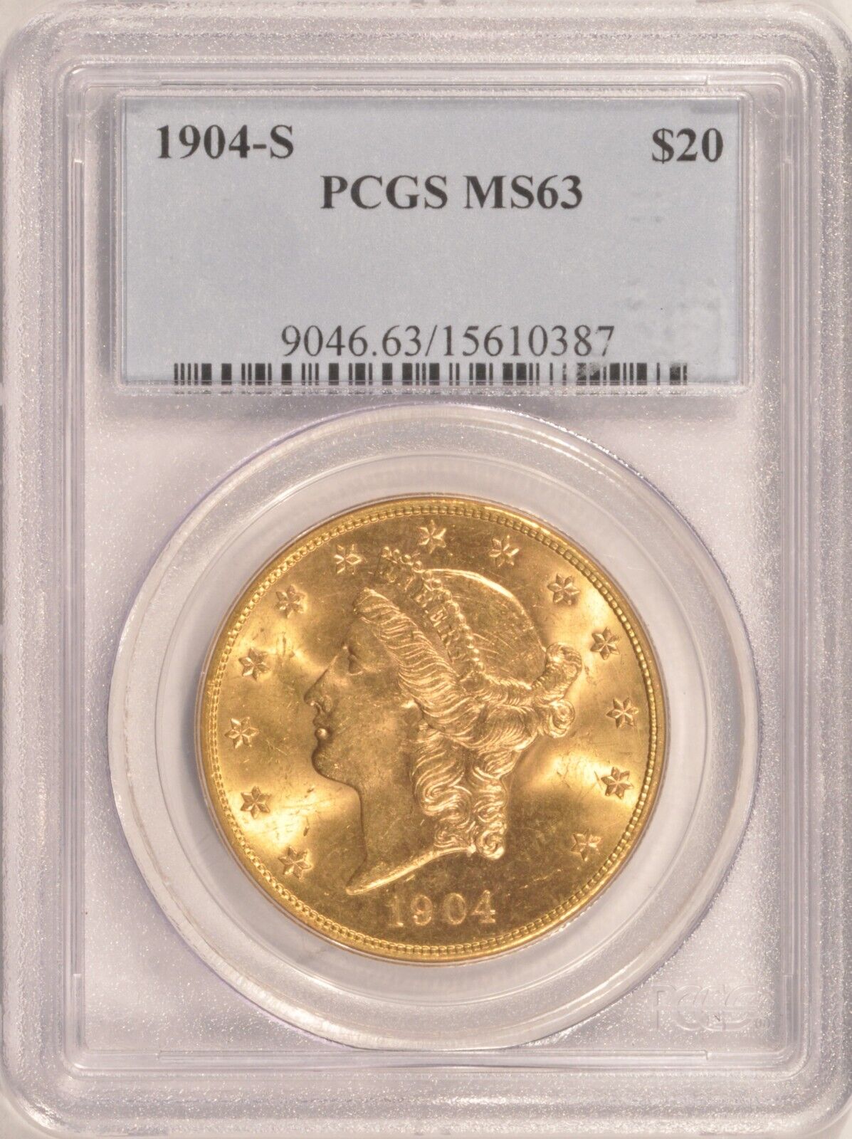 1904-s $20 Liberty Gold Double Eagle Pcgs Ms-63 Pre-1933 Gold Older Holder