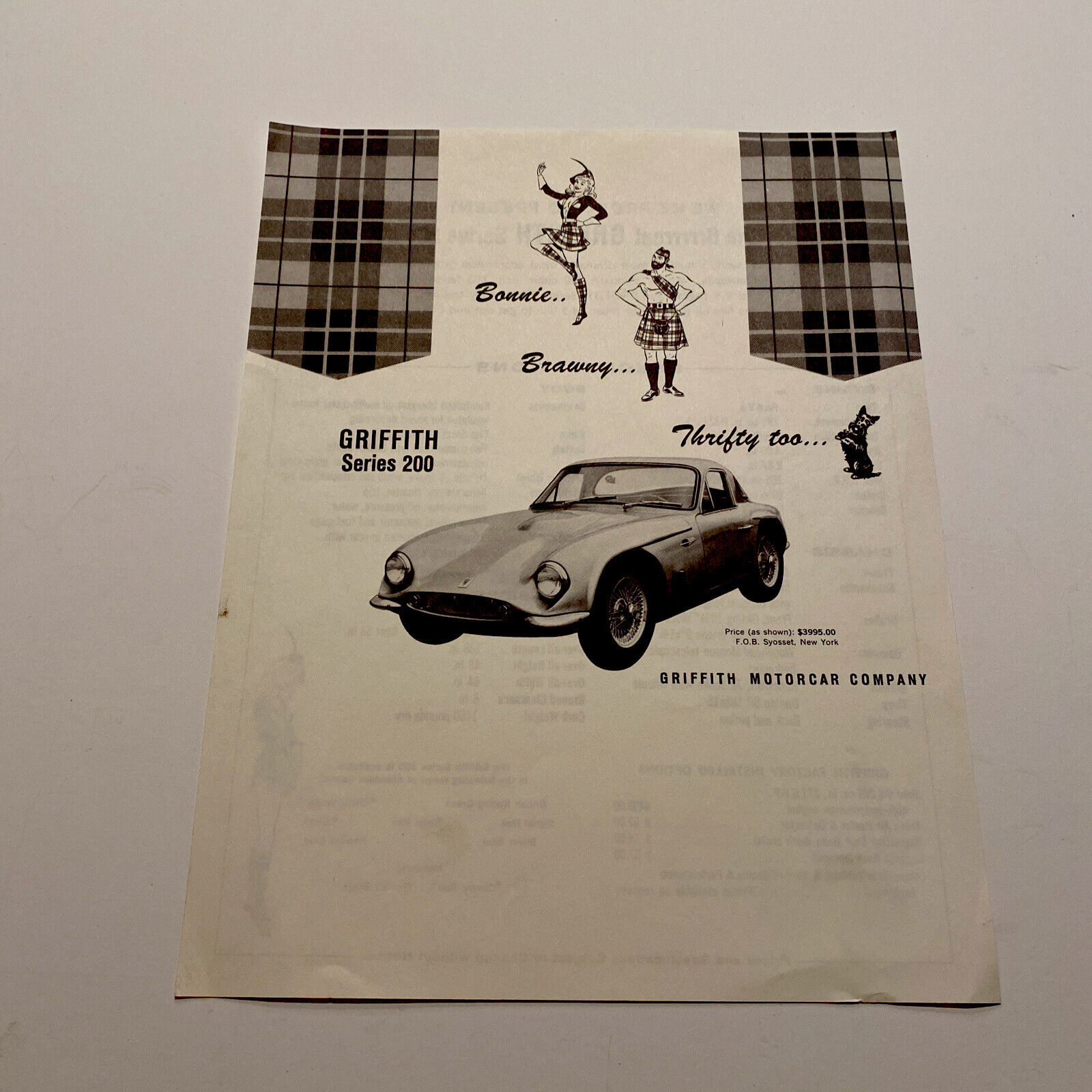 Rare Original! 1964 Tvr Griffith 200 Sales Sheet (first Griffith Brochure!)