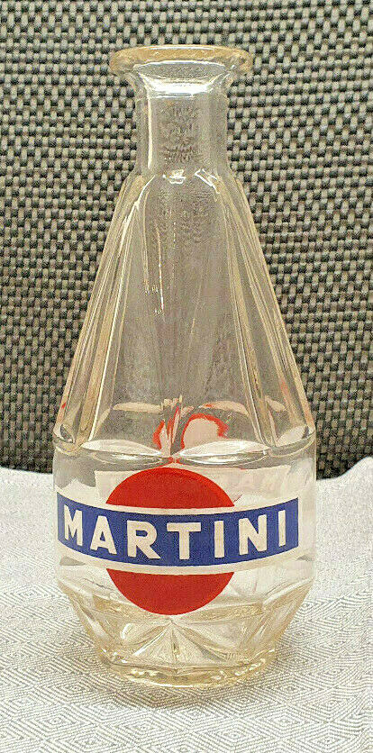 Antique Carafe Jug Glass Advertising Martini 33 Cl