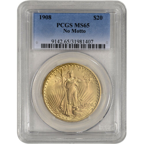 Us Gold $20 Saint-gaudens Double Eagle - Pcgs Ms65 - 1908 No Motto