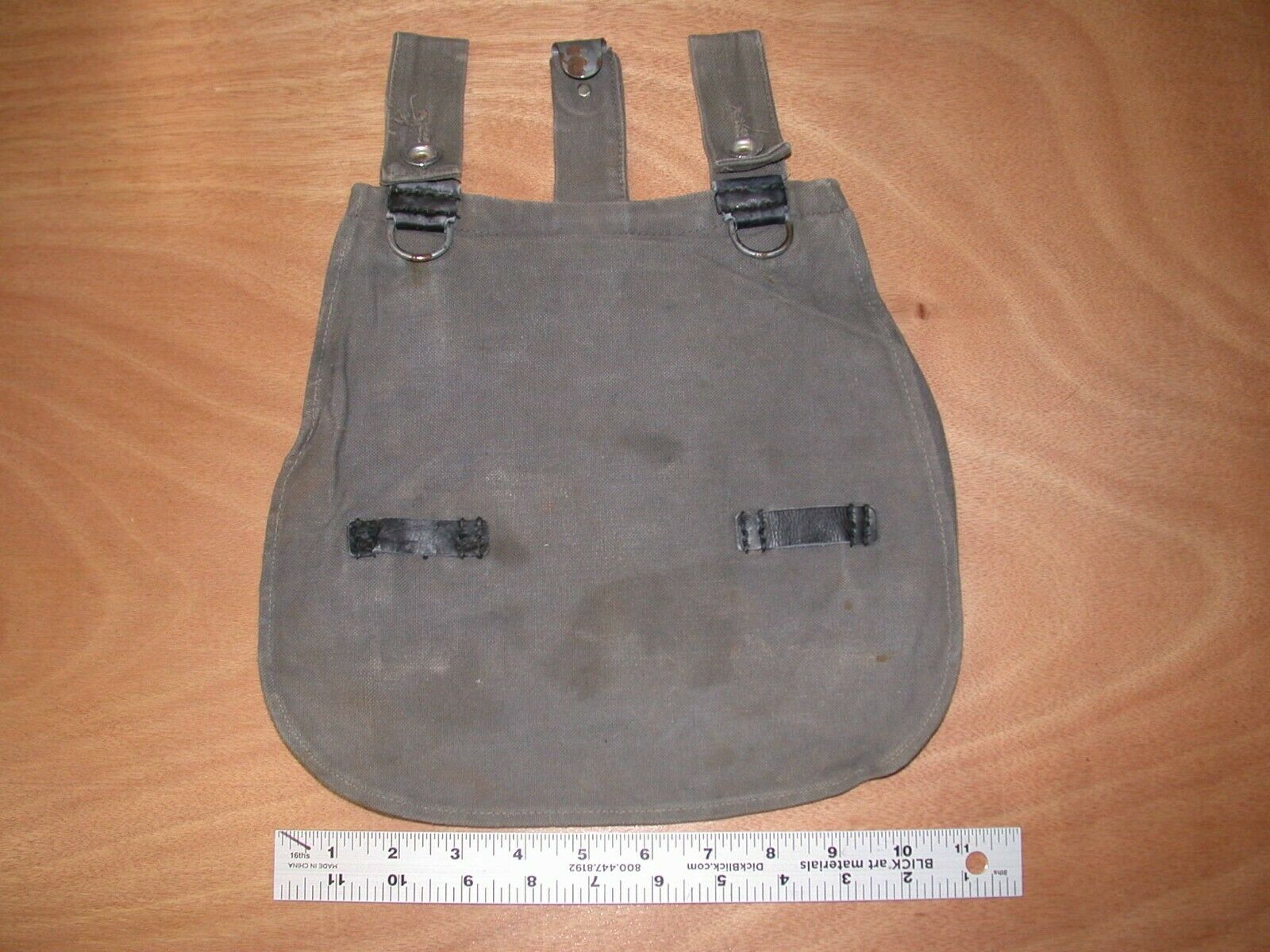 German Post Ww 2 Grey Breadbag /  Waist Pouch. Made Of Canvas And Leather
