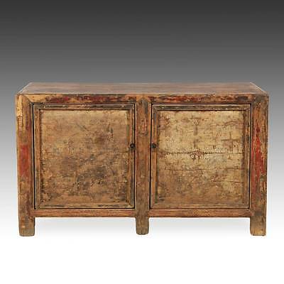Rare Antique Chinese Qing Gansu Cabinet Painted Pine Furniture China 18th C.